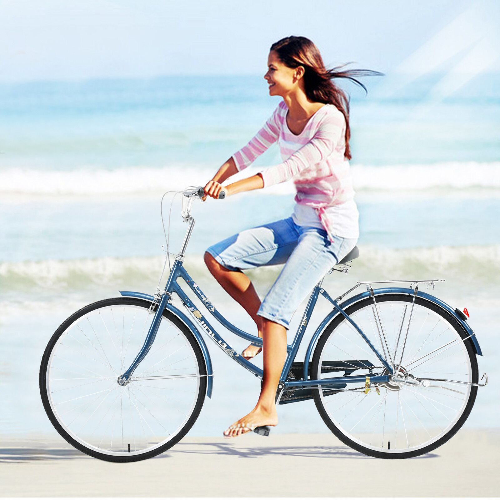 Order 26 Inch Womens Comfort Bikes Beach Cruiser Bike Single Speed Bicycle Comfortable Bicycle in UAE